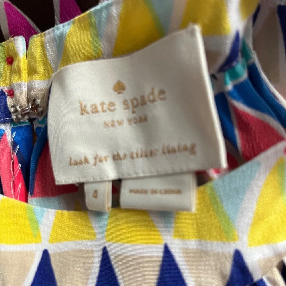 Kate Spade‎ Multicolor Triangle Print Halter Dress Sleeveless Size 4